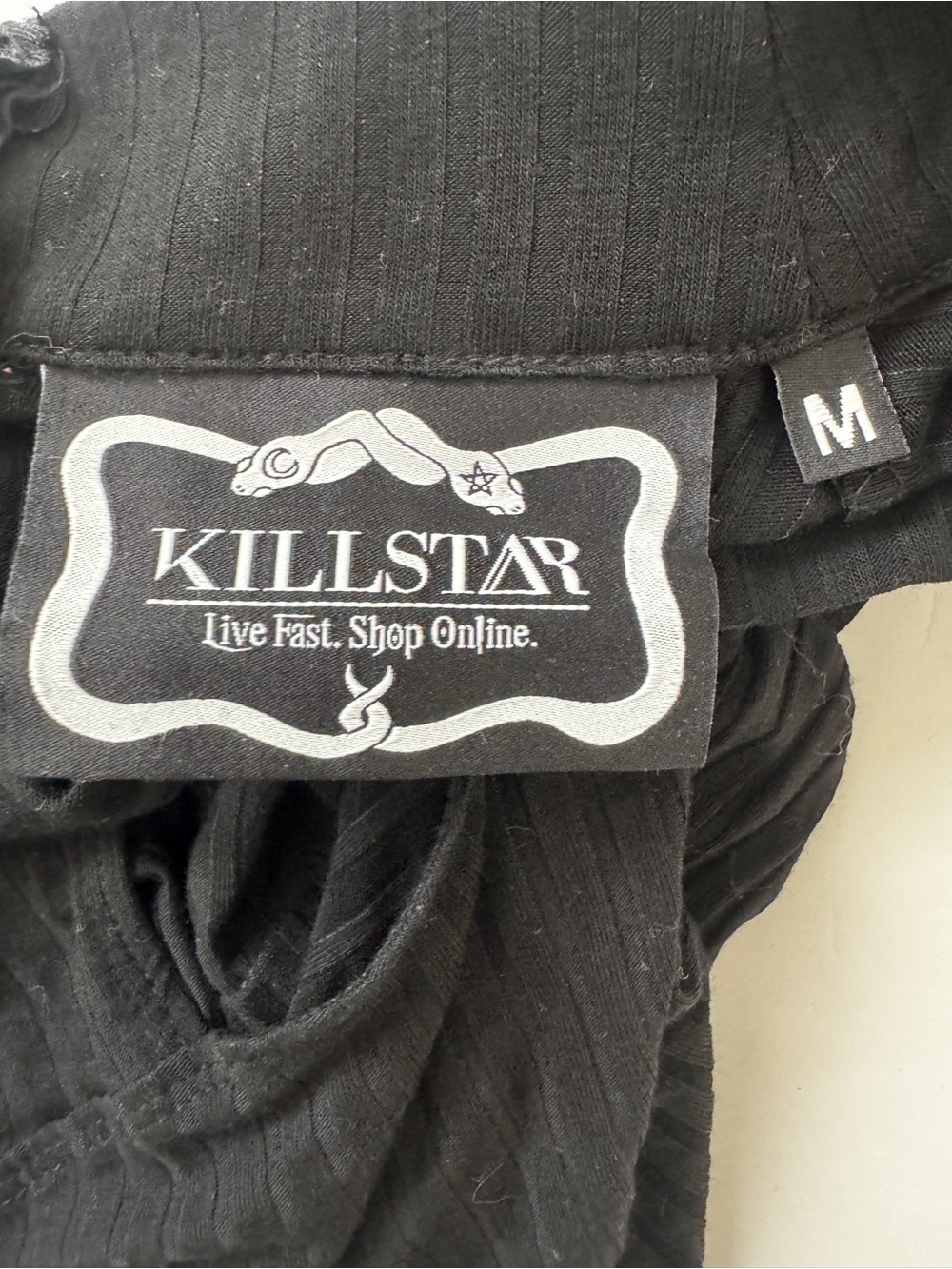 Killstar Asylum Band of Misfits Crop Top Rib Knit Pentagram Harness Black Sz M - Picture 4 of 13